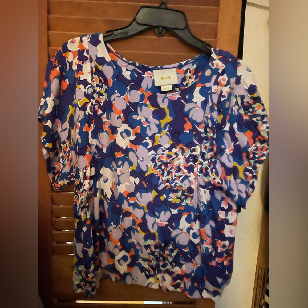 Maeve by Anthropologie Women's Blue Floral Top size XS